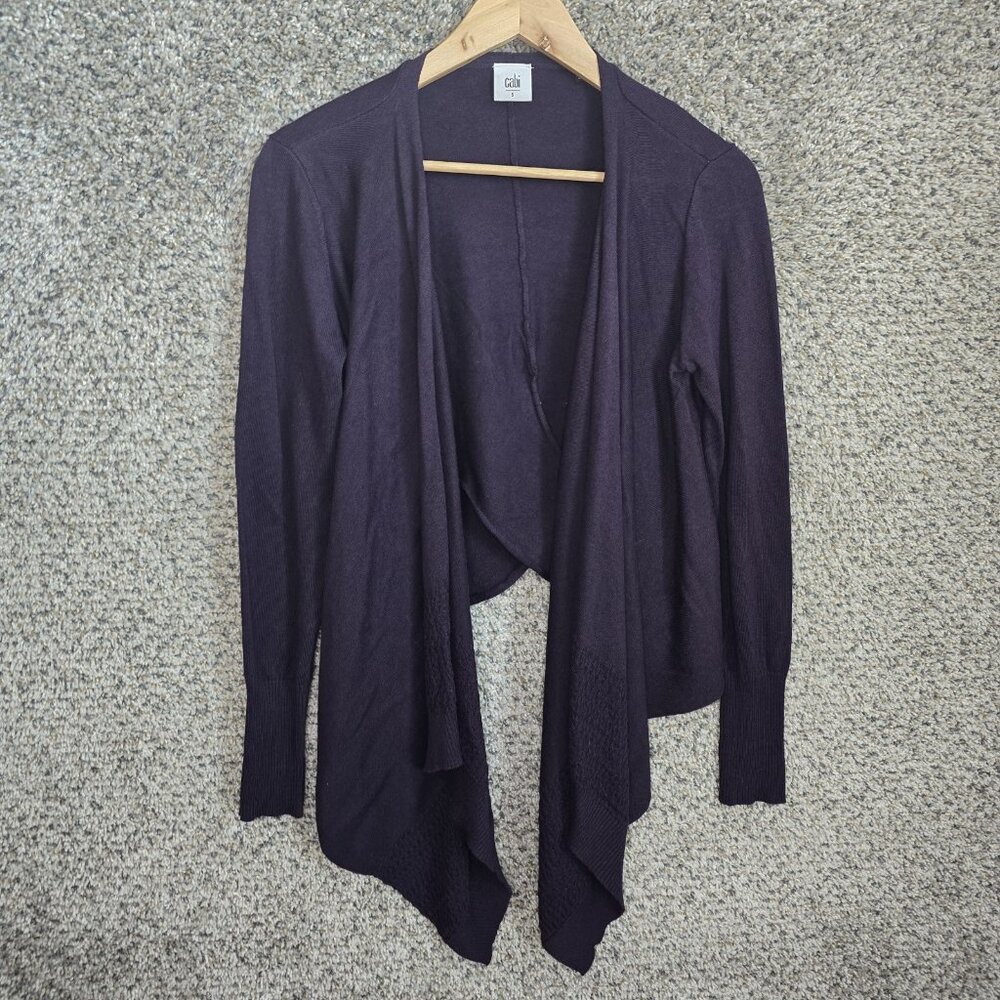CAbi Cardigan Womens Small Purple Draped Open Front Knit‎ Style 3844 Casual